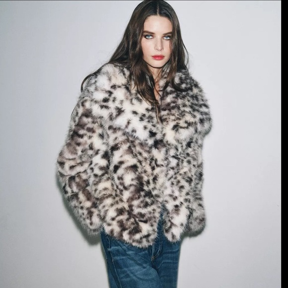 Zara faux fur animal print coat Zara Woman collection - Picture 3 of 16